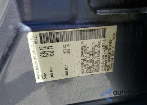 2011 Nissan Altima Base z USA, uszkodzony, nr VIN 1N4AL2AP4BN513511